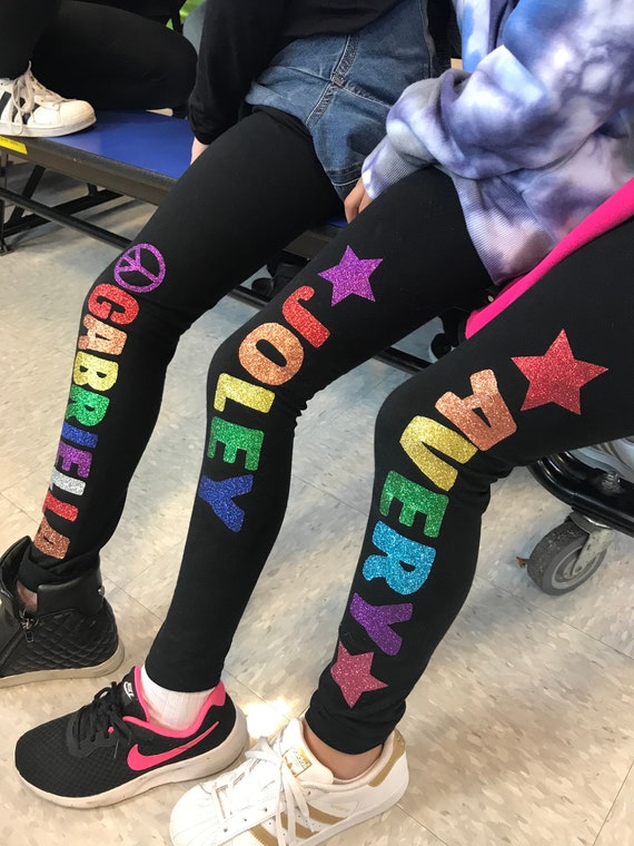 Girls Personalized Leggings, Girls Leggings, Toddler Leggings, Glitter  Leggings 