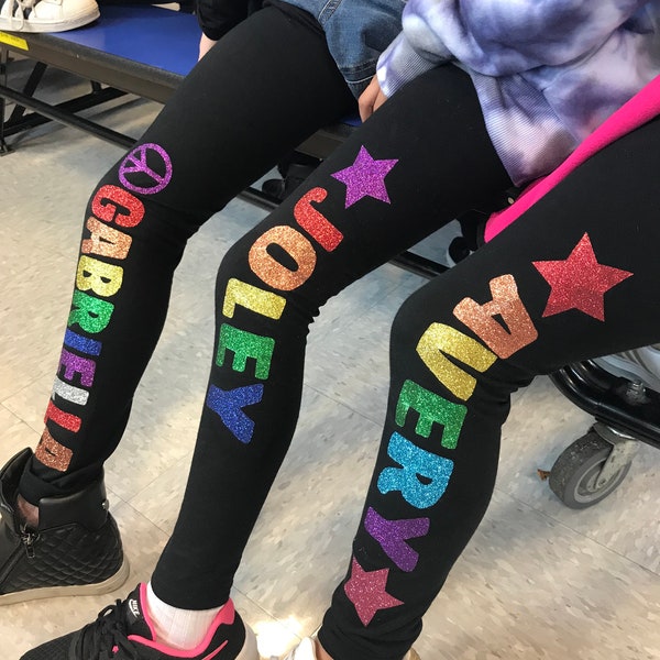 Girls Personalized Leggings, Girls Leggings, Toddler leggings, Glitter Leggings