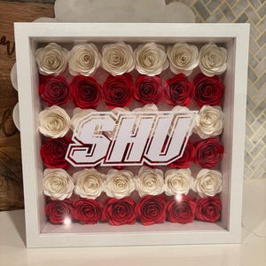 College Flower Shadow Box Custom with College Logo, Personalized Flower Shadow Box, Dorm Room Decor, College Acceptance Gift
