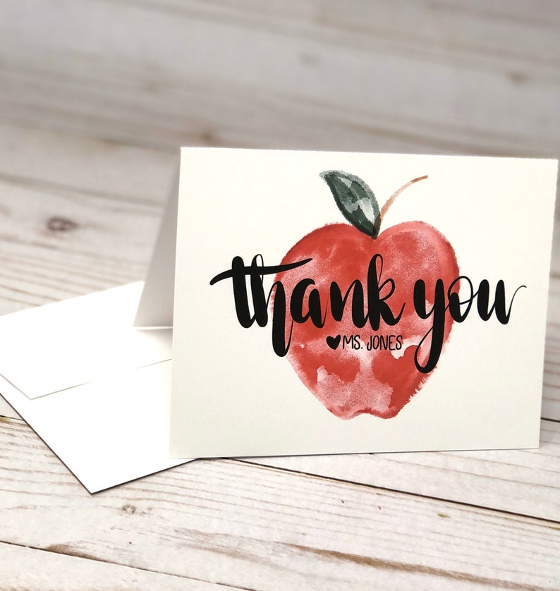 Thank You Notes for Teachers, Apple Thank You Cards image 4