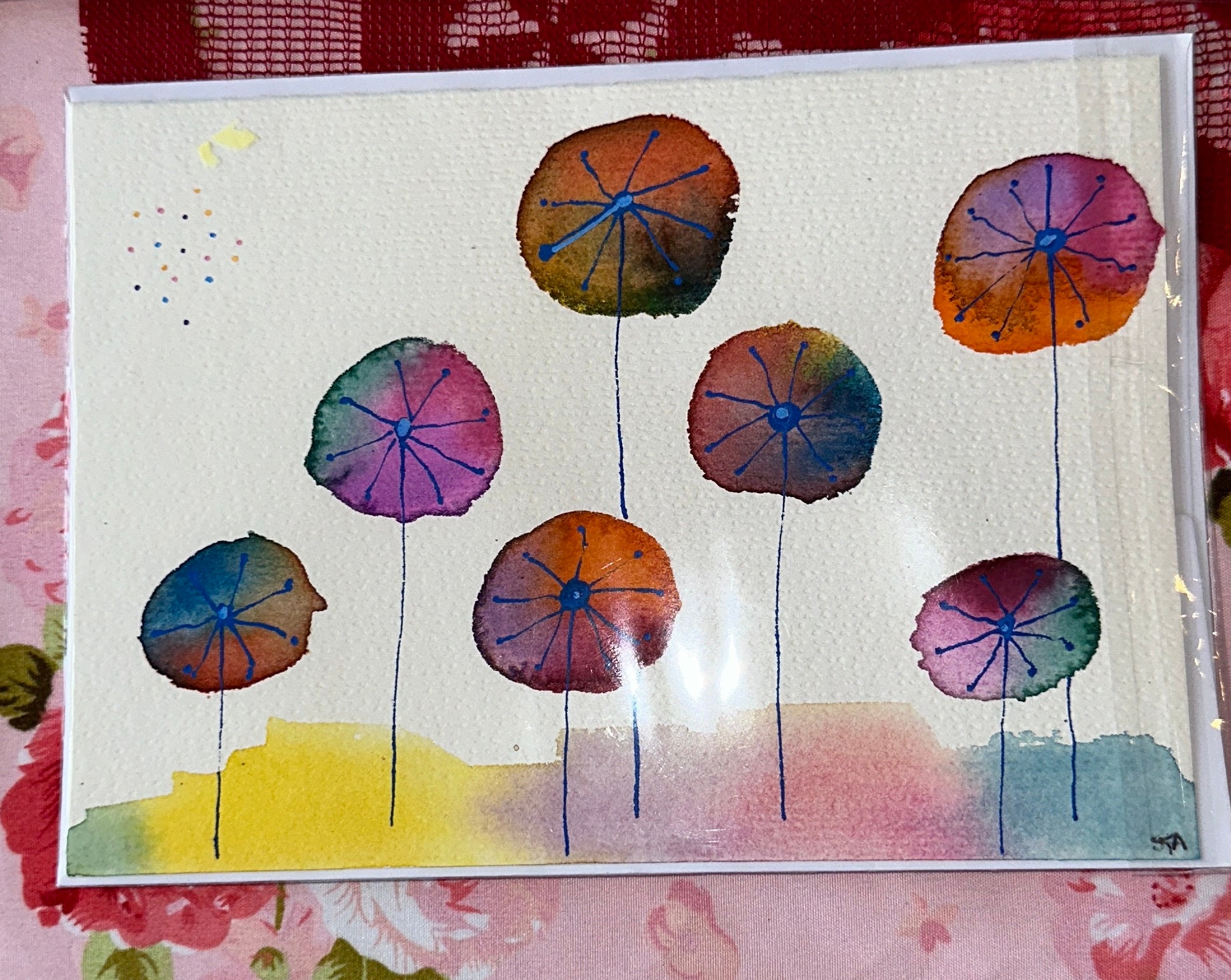 Set of 7 Floral Watercolor Painted No-fold Note Cards With Envelopes - Etsy