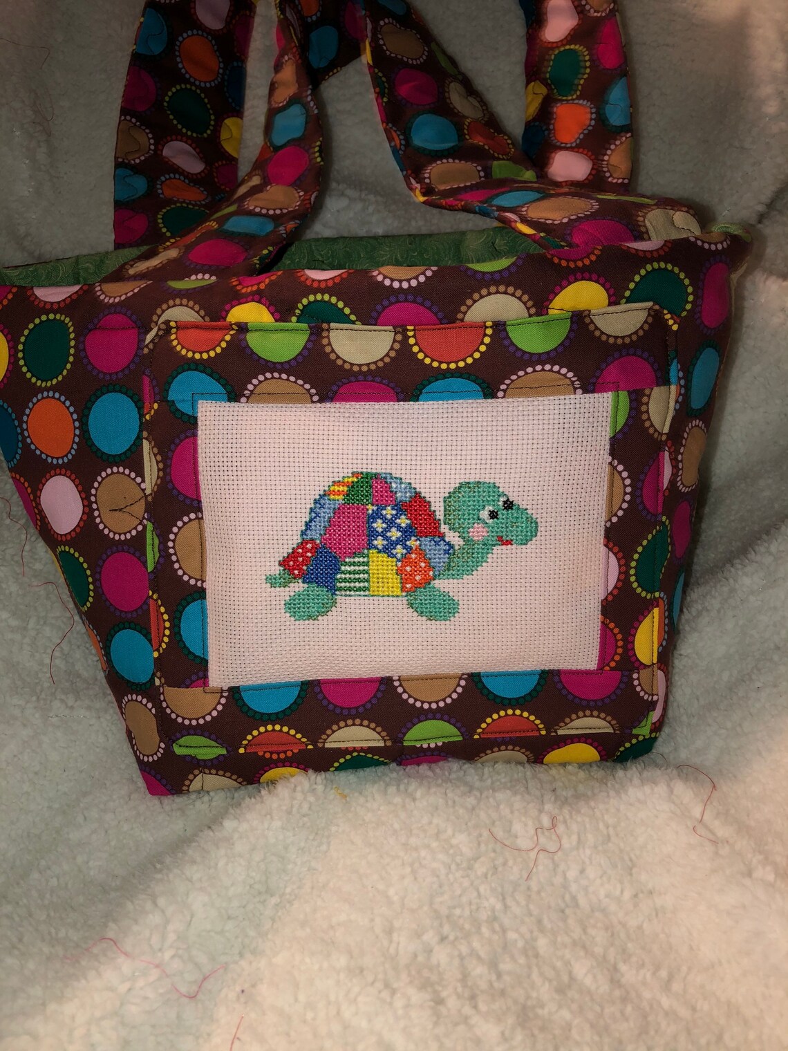 Handmade Quilted Diaper Bag Tote Cross Stitched Patchwork Etsy