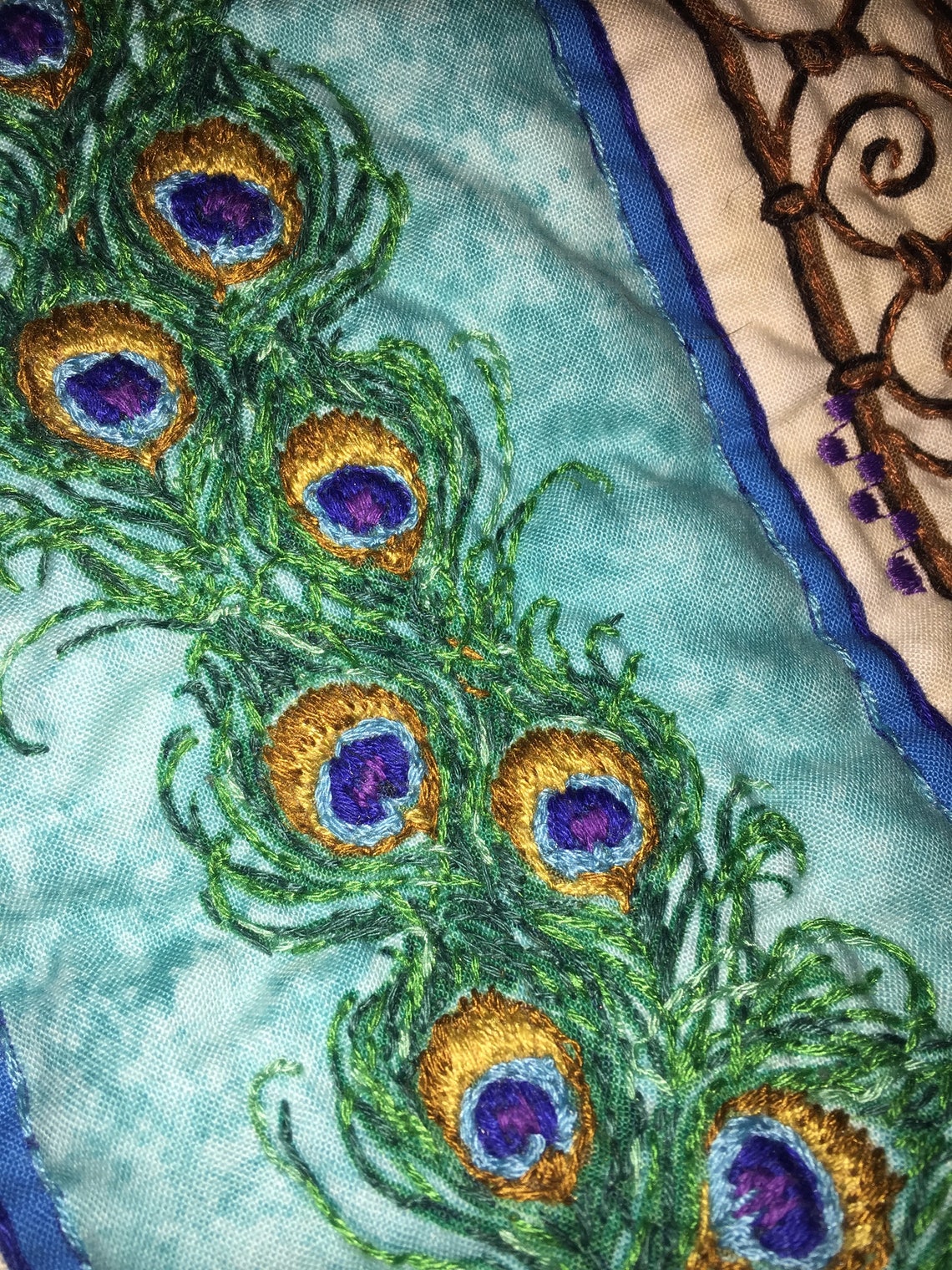 Hand Quilted Peacock Lap Quilt Etsy