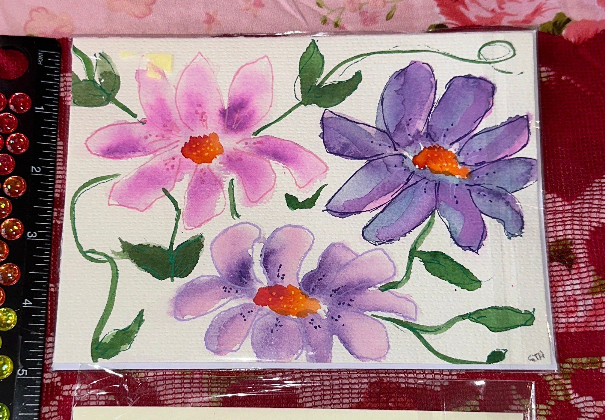 Set of 7 Floral Watercolor Painted No-fold Note Cards With Envelopes - Etsy