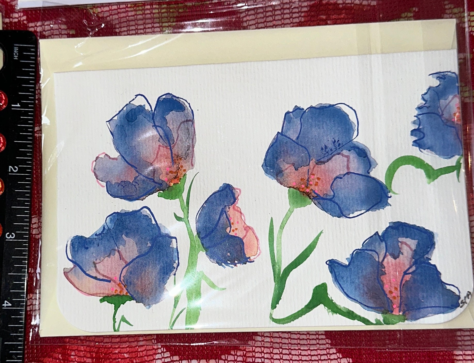 Set of 7 Floral Watercolor Painted No-fold Note Cards With Envelopes - Etsy
