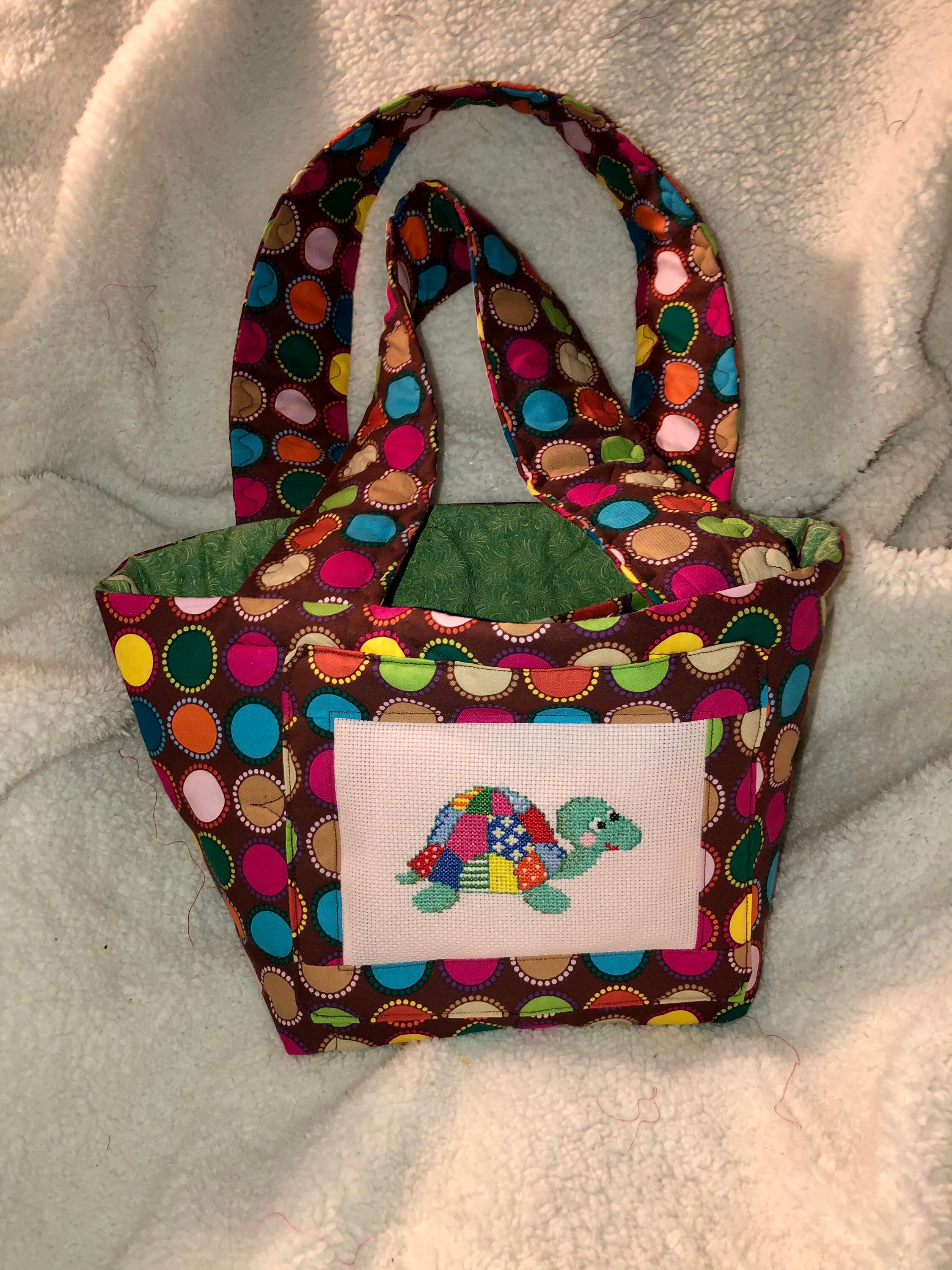 Handmade Quilted Diaper Bag Tote Cross Stitched Patchwork Etsy