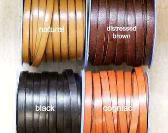 10mm Flat Leather Cord 24"- leather cord-Premium Quality -Genuine Spanish Leather