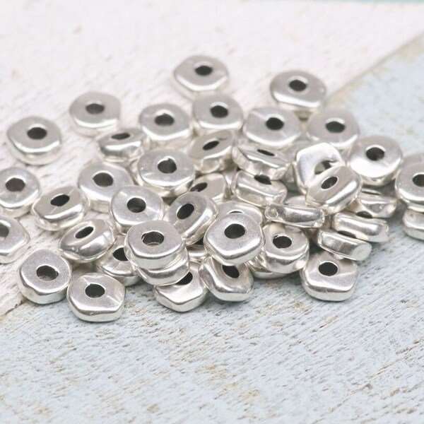 20 Disc Beads-Washer Spacer Chip-Rondelle beads-Flat silver spacers-Zamak disc spacer-round cord beads-Choose Colour-qty 20