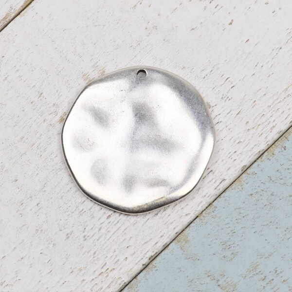 30mm-Hammered Disc pendant -Silver Disc Pendant,  Qty 1