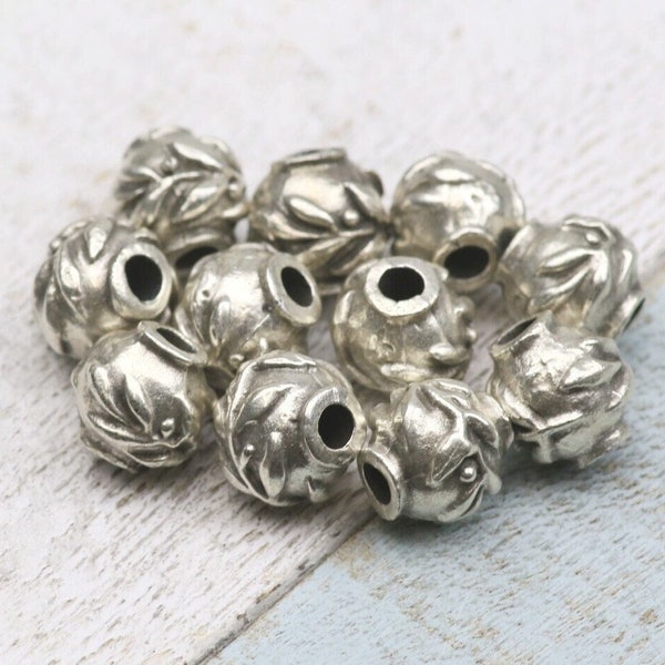 6 Perles de feuilles d’olivier de Mykonos-Perles de coulée grecques-Curseur pour cordons-Fournitures de fabrication de bijoux-Qté 6