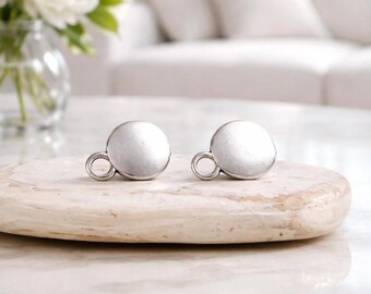 Hypoallergenic Sterling Silver Plated Stud Earrings, Earring Post with Loop (1 Pair)