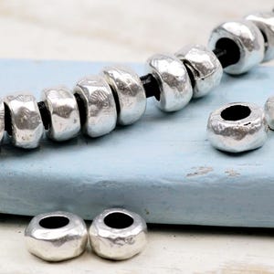 12pcs-8MM Silver irregular beads, silver spacer beads,  metal beads-tube beads-Rondelle bead-Cord FINDINGS-sterling silver plated,QTY 12