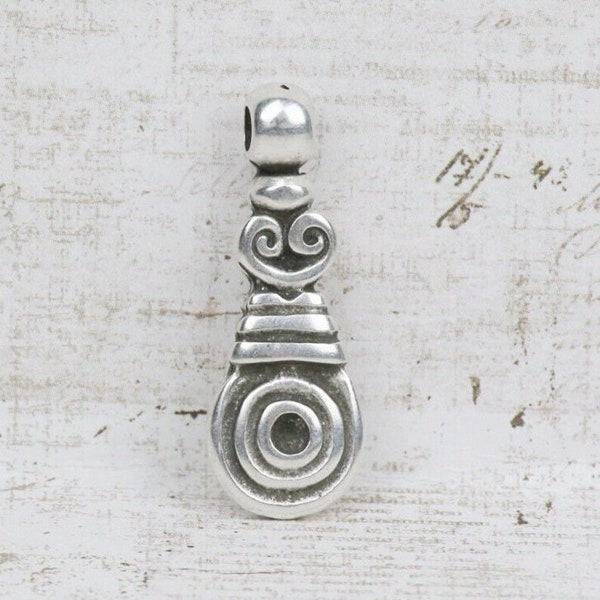 Ethnic pendant- spiral pendant-Antique silver-Jewelry making supplies-QTY 1