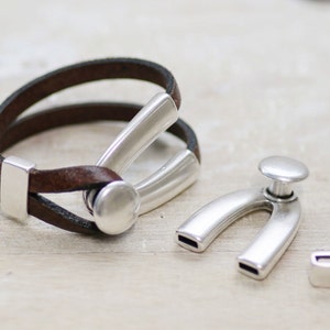 Sterling Silber Plated Wishbone Verschluss für 5mm Flach Lederarmband