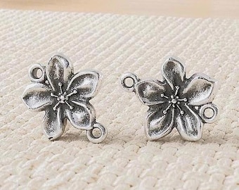 4 conectores florales - Pulsera con forma de hoja y dos agujeros - Colgante floral - Componentes de joyería - Dijes de calidad
