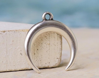 Crescent Moon Pendant- Moon Charm,Findings-Jewelry supplies-Sterling silver plated-Qty 1