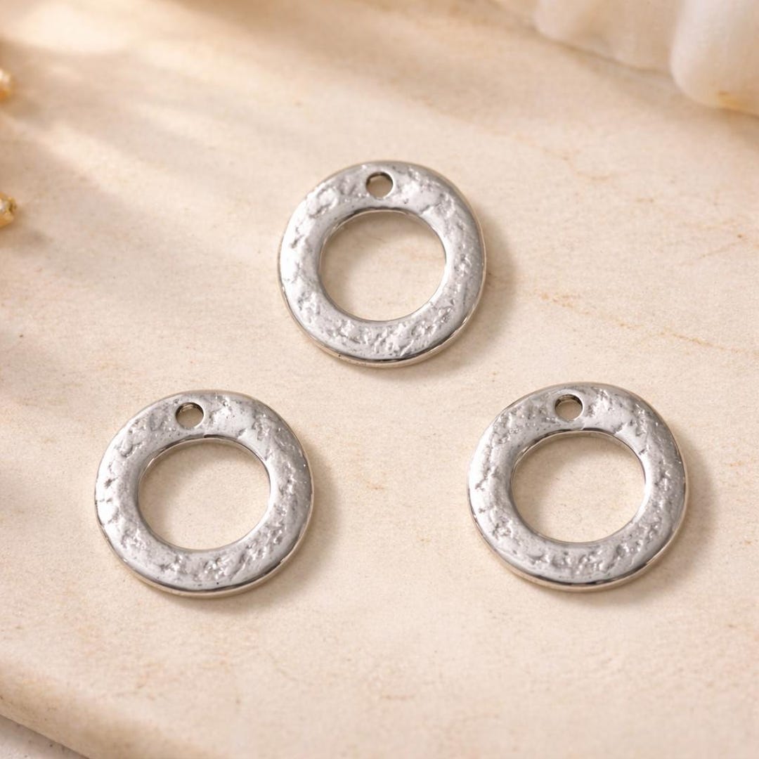4 Organic Ring Pendant-loop Pendant-round Charms-loop Pendant-jewelry ...