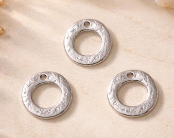 4 Organic Ring Pendant-Loop Pendant-Round Charms-Loop pendant-Jewelry Components-QTY 4