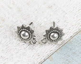 Ethnic round stud earrings-Earring findings-Qty 1 PAIR