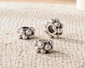 10 Silver Tube Beads-Washer Spacer Chip-Rondelle beads-Flat silver spacers-Zamak disc spacer-round cord beads