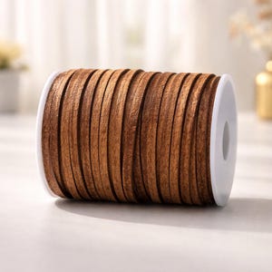 Kamelbrunt platt lädersnöre - 5 mm äkta spanskt läder (1 meter)
