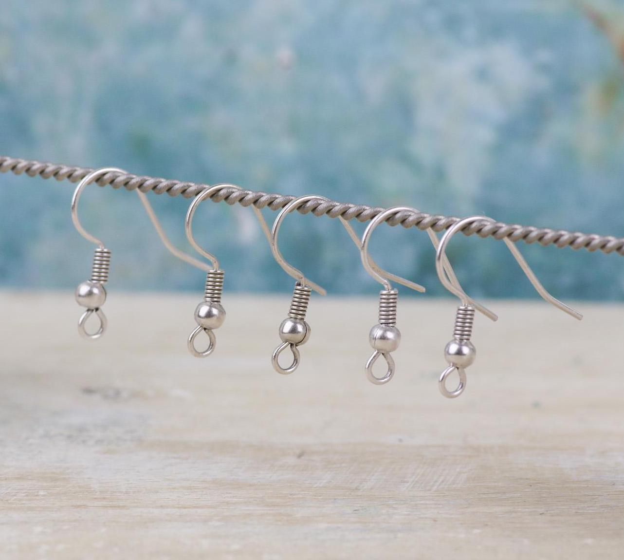 20 pièces - Câbles d'oreille hypoallergéniques plaqués argent - Câbles d'oreille de haute qualité - Fabriqués en Europe