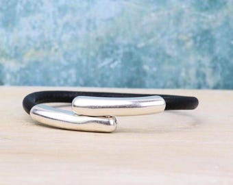 Sterling Silver Plated Tube Magnetic Clasp, 5mm Hole