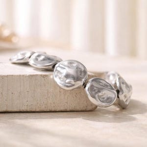 Perline a disco ondulato placcate in argento sterling, distanziatori Cornflakes da 15 mm, set da 4