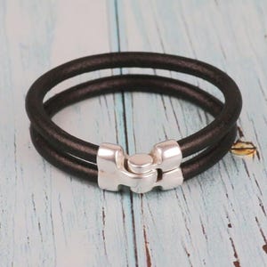 Cierre magnético doble para cordón de cuero de 5 mm – Cierre tubular bañado en plata de ley