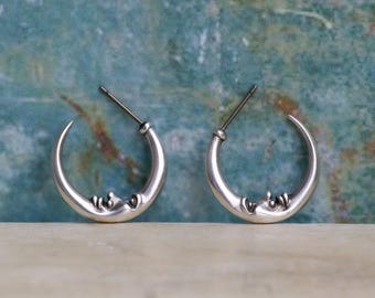 Half Moon Earrings-Earring Findings- Crescent Moon Earrings-Hoop Earrings