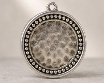 Sterling Silver Plated Disc Pendant, Greek Casting (25mm)