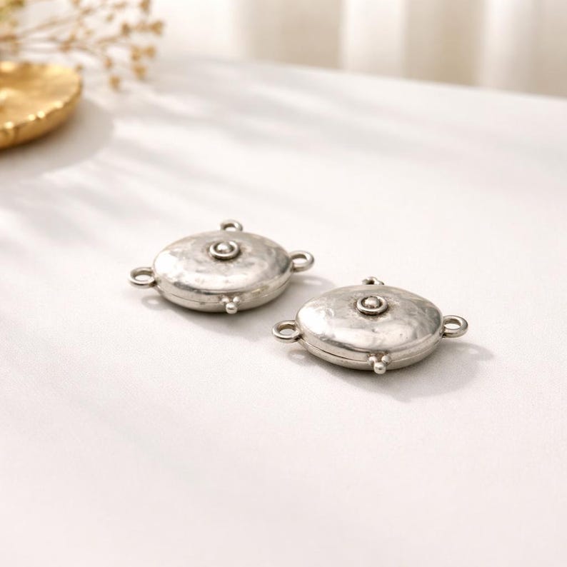 Sterling Silver Plated Magnetic Clasp - Ancient Style, 22mm image 4