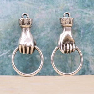 Ciondolo a mano, connettore ad anello per tenere la mano, porta ciondolo a mano, 33 mm, placcato argento 999 - QUANTITÀ 1