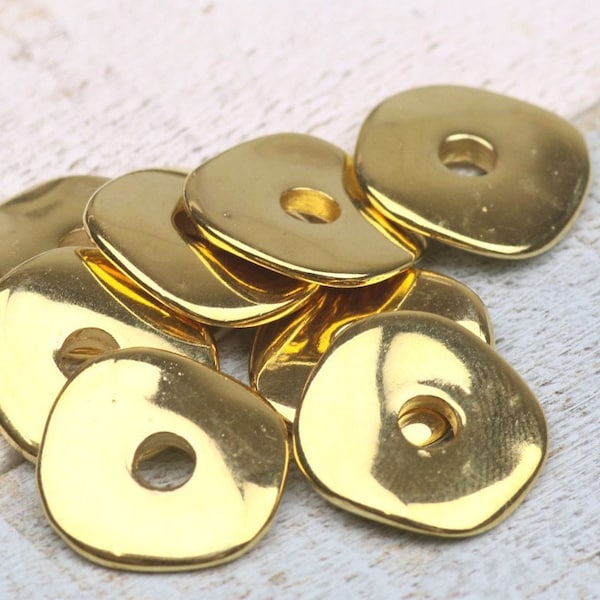 Perle disque ondulée dorée, disque ondulé cornflake, perles cornflakes, espaceur de disque, rondelles de perles, perles plates, perles chips, disque plat grec, rondelles disques, Q5