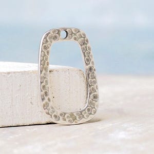 2 Ciondoli rettangolari placcati in argento anticato - Metallo Zamak, Componenti per gioielli (Quantità 2)
