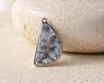 2 pendenti organici a 3 fori - Componenti per orecchini - Forniture per la creazione di gioielli - Argento antico, quantità 2