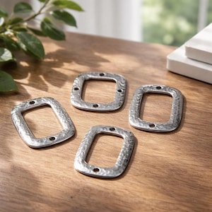 Connettore rettangolare organico - Pendente ad anello - Collegamento rotondo - Pendente ad anello - Componenti per gioielli - Q.tà 2 immagine 1