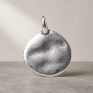 Hammered Silver Plated Disc Pendant, Large Medallion (30mm)