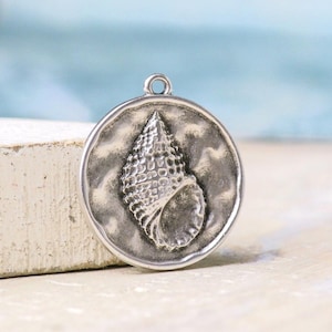 30 mm-Muschel Anhänger-Silber Antik
