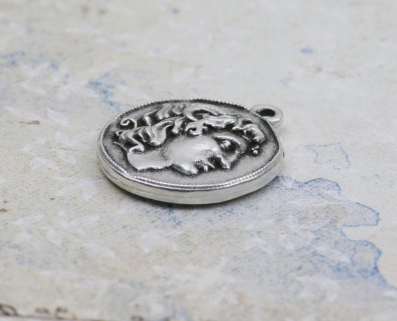 21 mm-アレクサンダー大王ペンダント-ギリシャの鋳造品-アンティーク