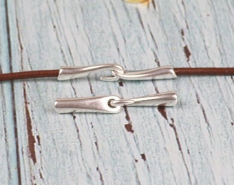 Hook and Eye Clasp for up to 2 mm Leather Cord - Qty 3 sets