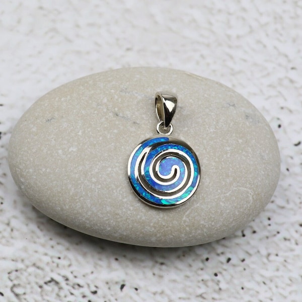 Opal spiral pendant charm-Sterling silver 925-Ancient Greek Jewelry