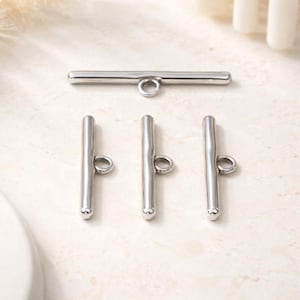 4 pcs-T Bar part 2 of toggle clasp -30.2 x 6.3mm-Sterling silver plated-Qty 4