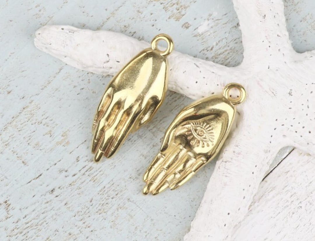 Healing Hand Pendant, Modern Stylespiritual Metal Hand Charms, Gold