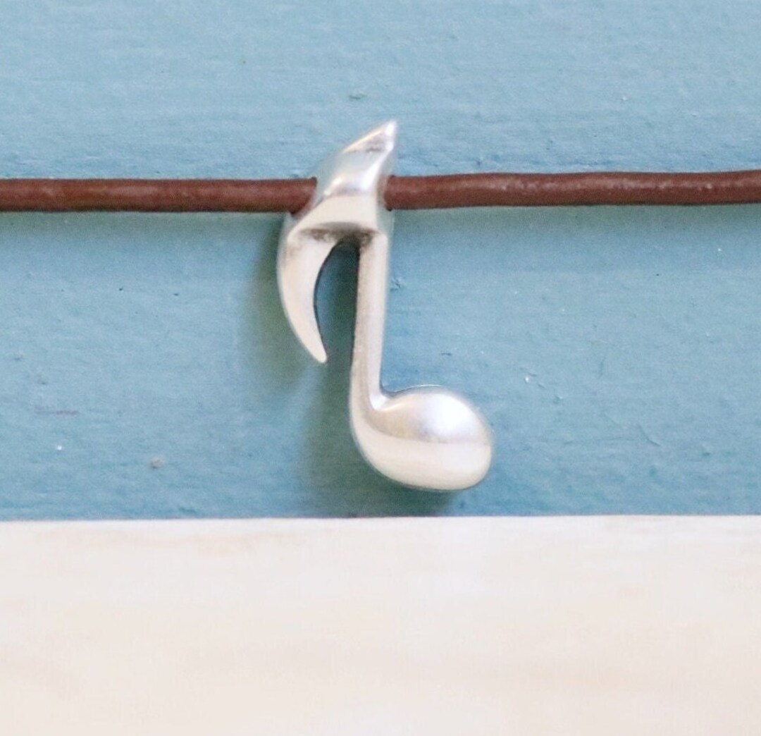 Musical Note Pendanthole Size 2mmantique Silverqty 1 Etsy