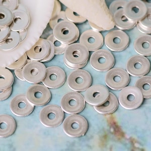 Sterling Silber Plated Disc Beads, Flache Runde Spacer (Qty 15)
