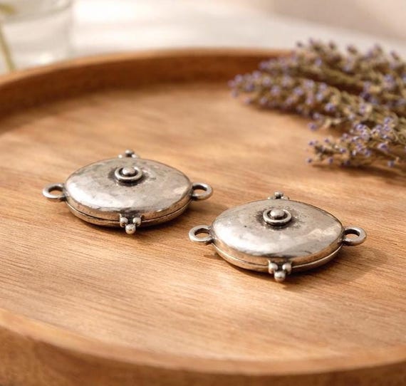 Sterling Silver Plated Magnetic Clasp - Ancient Style, 22mm