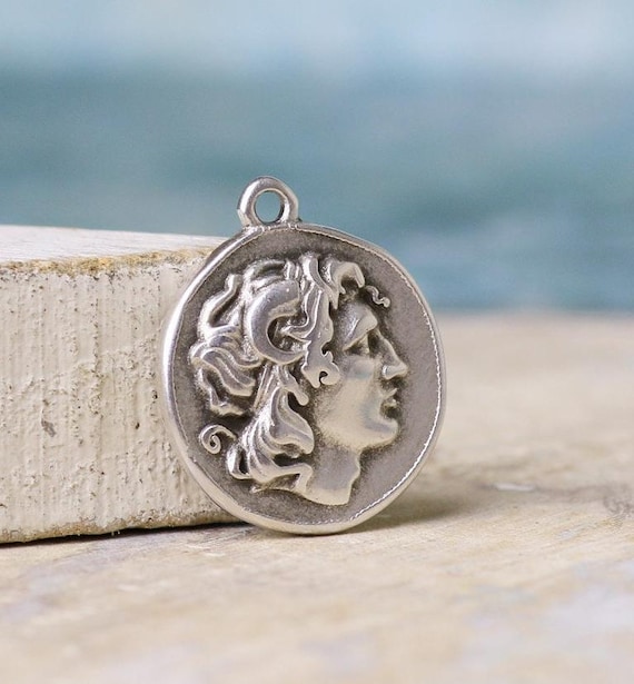 21 mm-アレクサンダー大王ペンダント-ギリシャの鋳造品-アンティーク