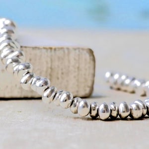 30 Irregular silver beads-,1.5mm thin cord beads -Sterling silver plated-Spacer Beads - Bracelet Findings-QTY 30