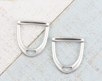 2 Stirrup charm-Silver Plated-Jewelry making supplies-Qty 2